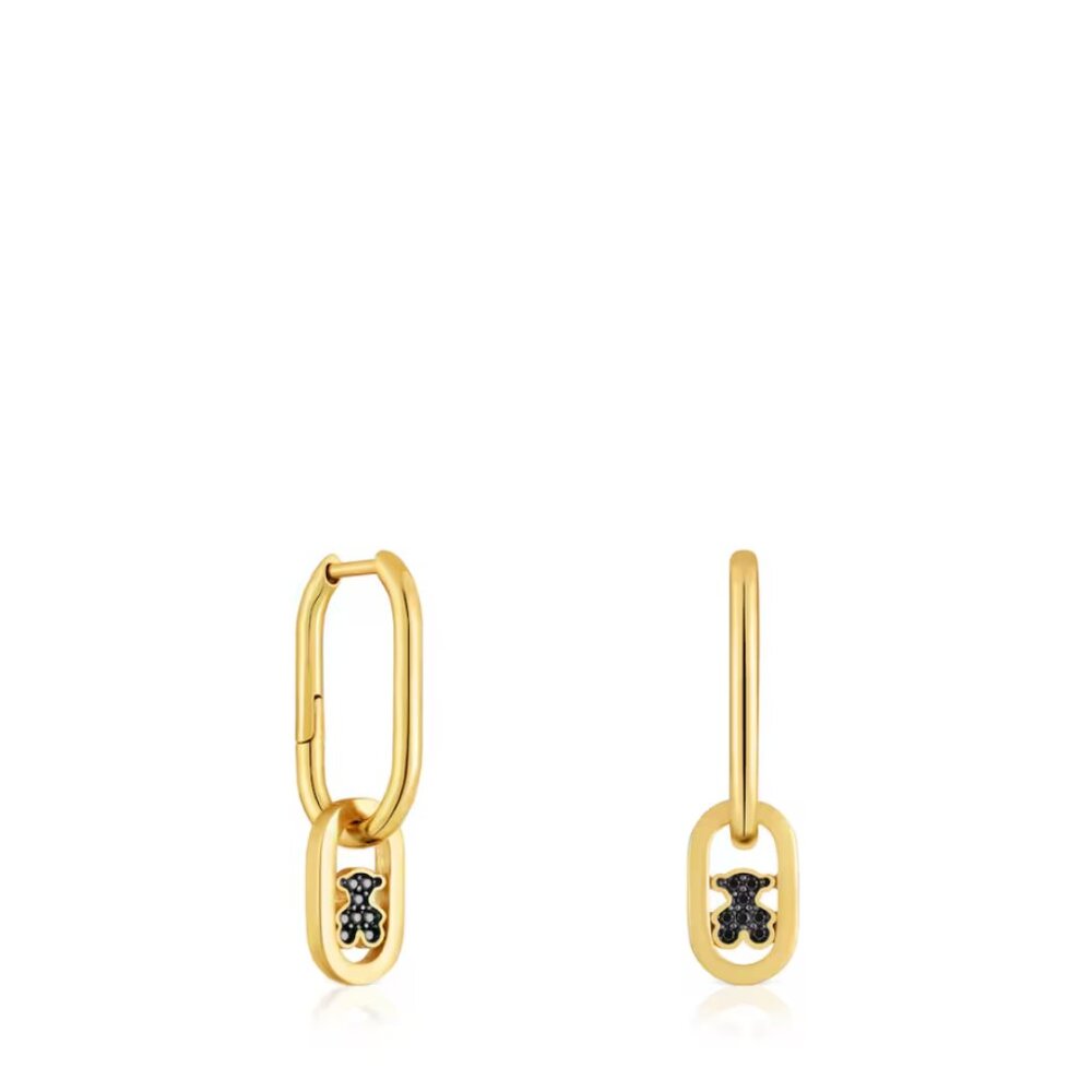 Tous Hoop Earrings Gold Plating Over Silver and Spinels Camille